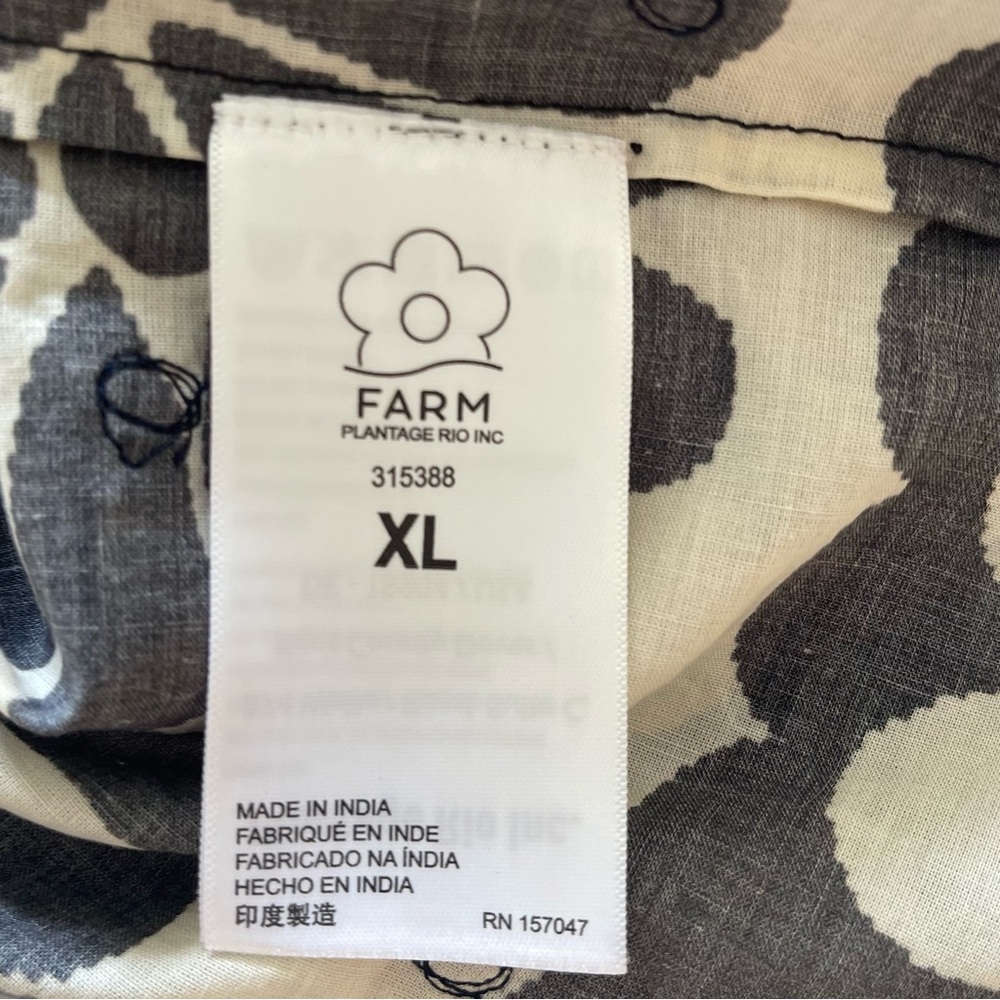 NWT Farm Rio Palermo Anthropology Black & White Floral Puff-Sleeve Women's Top - Picture 10 of 13